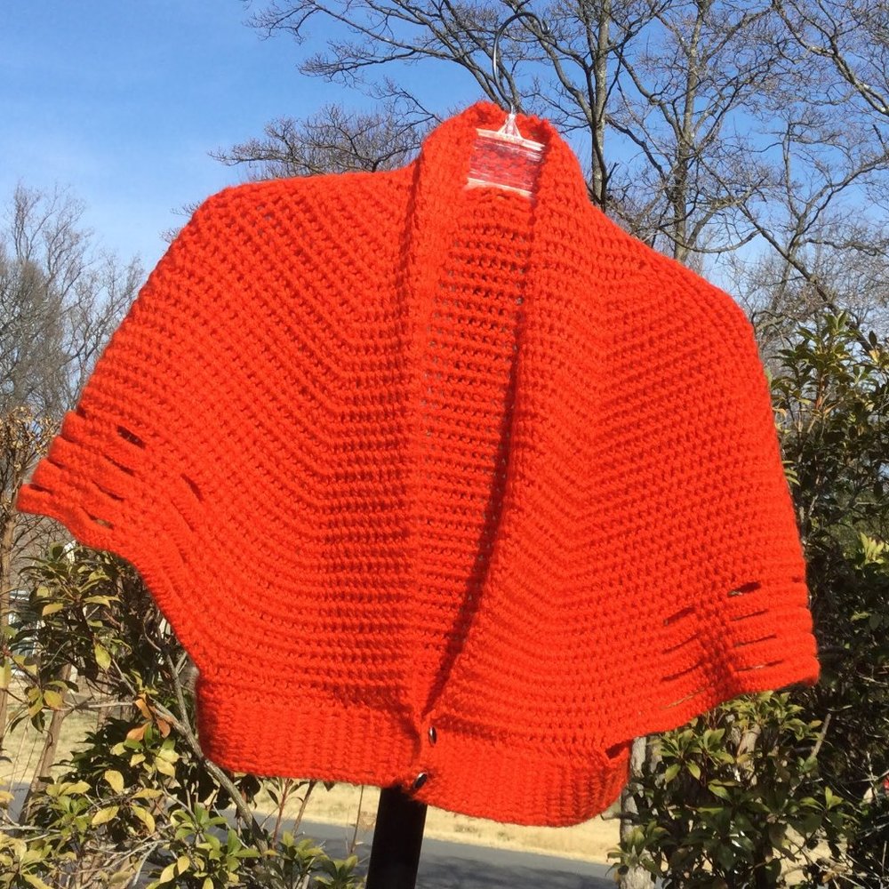 Charming Red Near Orange Fashion  Crochet Vest